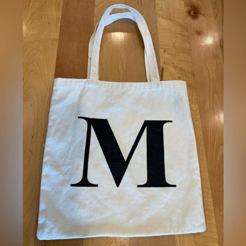 Forever 21 Tote Bag‎ With The Initial “M” 100% Cotton Size 14” X 14”